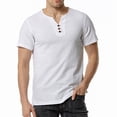thumbnail image 2 of IYTR Mens Linen Shirts Short Sleeve Summer T Shirts Comfy Button-Up Round Neck Leisure Running Athletic Shirts Casual Solid Color White L, 2 of 7
