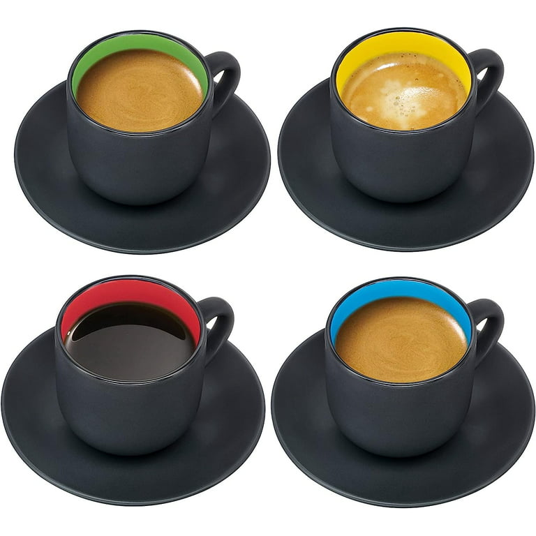 Bruntmor 4 Oz Espresso Cups And Saucers Set, Made Of Pro-grade