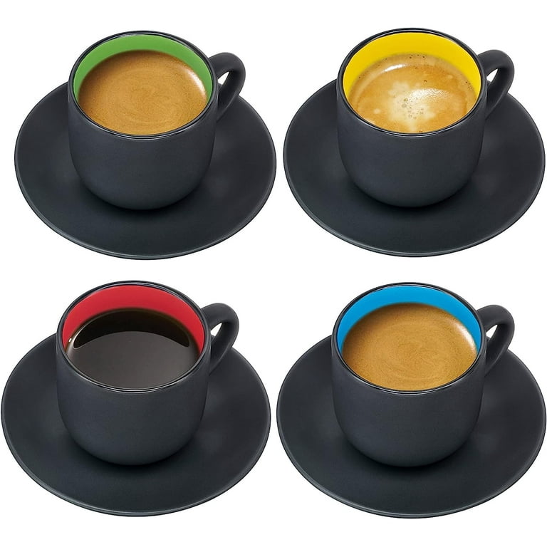 Bruntmor 4 Oz Espresso Cups And Saucers Set, Made Of Pro-grade Porcelain  That's Chip Resistant, BPA, Cadmium And Lead Free, Microwave, Oven and