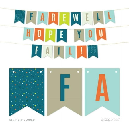 Funny Farewell Retirement Party Decorations, Farewell! We Hope You Fail, Hanging Pennant Paper Banner with String, Approx. 5-Feet, 1-Set