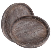RUNROTOO Natural Beauty Wooden Trays 2Pcs 11.8x11.8x1.2In For Home Decor