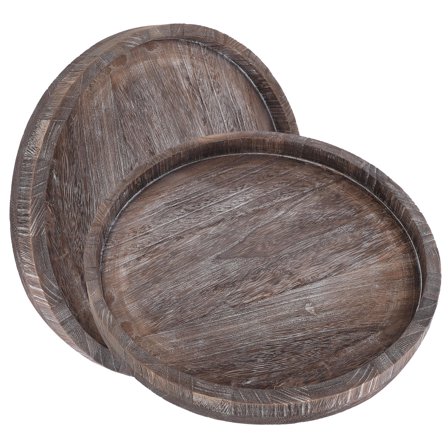 RUNROTOO Natural Beauty Wooden Trays 2Pcs 11.8x11.8x1.2In For Home Decor