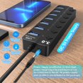 thumbnail image 4 of PEACNNG 7 Port USB Hub Splitter 3.0 for Laptop Desktop USB Adapter with Individual Switches, 4 of 7