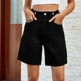 thumbnail image 5 of Denim Shorts for Women Casual Adjustable Button Shorts High Rise Wide Leg Shorts, 5 of 9