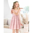 thumbnail image 6 of Lanbubble Girls Dress Pink A-Line Ruffle Sleeve Casual Holiday Summer Dress, 5-6 Years, 6 of 8