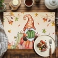 thumbnail image 4 of Thanksgiving Gnome Placemats Set of 1 Watercolor Leaves Heat Insulated Linen Place Mats, Washable Stain-Proof Table Mats for Dining Tables Holiday Decor 13x19inch, 4 of 9