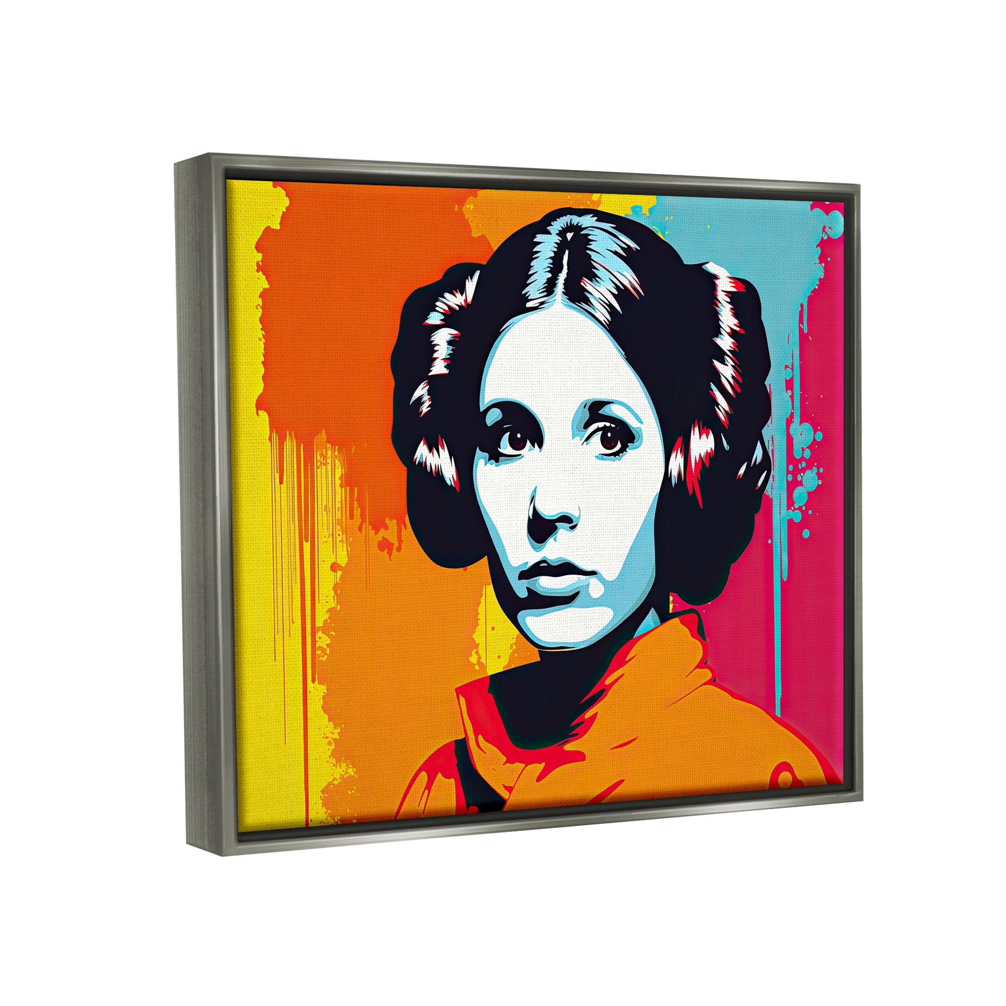 Stupell Industries Urban Pop Sci-Fi Woman Fairy Tales & Fantasy Painting Gray Floater Framed Canvas Art Print Wall Art, 21 x 17