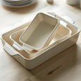 thumbnail image 5 of Ceramic Bakeware Set, Rectangular Baking Dishes, Oven, Microwave & Dishwasher Safe, Set of 3 (Cream), 5 of 6