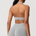 thumbnail image 5 of Neewe Women's Seamless Sports Bra Knitted Yoga Suit Gathering Breathable Workout Gym Tank Top for Women-Gray XS, 5 of 9