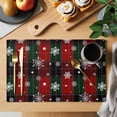 thumbnail image 2 of Christmas Red Green Classic Buffalo Plaid Snowflake Pattern Placemats Set of 1, Non-Slip Place Mats Washable Table Mats for Kitchen Dining Table Decorations Indoor/Outdoor, 2 of 9