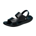 thumbnail image 5 of Men's Beach Sandals Leather Adjustable Buckle Strap Platform Slippers Comfortable Cut out Slides Open Toe Summer Beach Slip on Shoes Black Size 7.5, 5 of 5