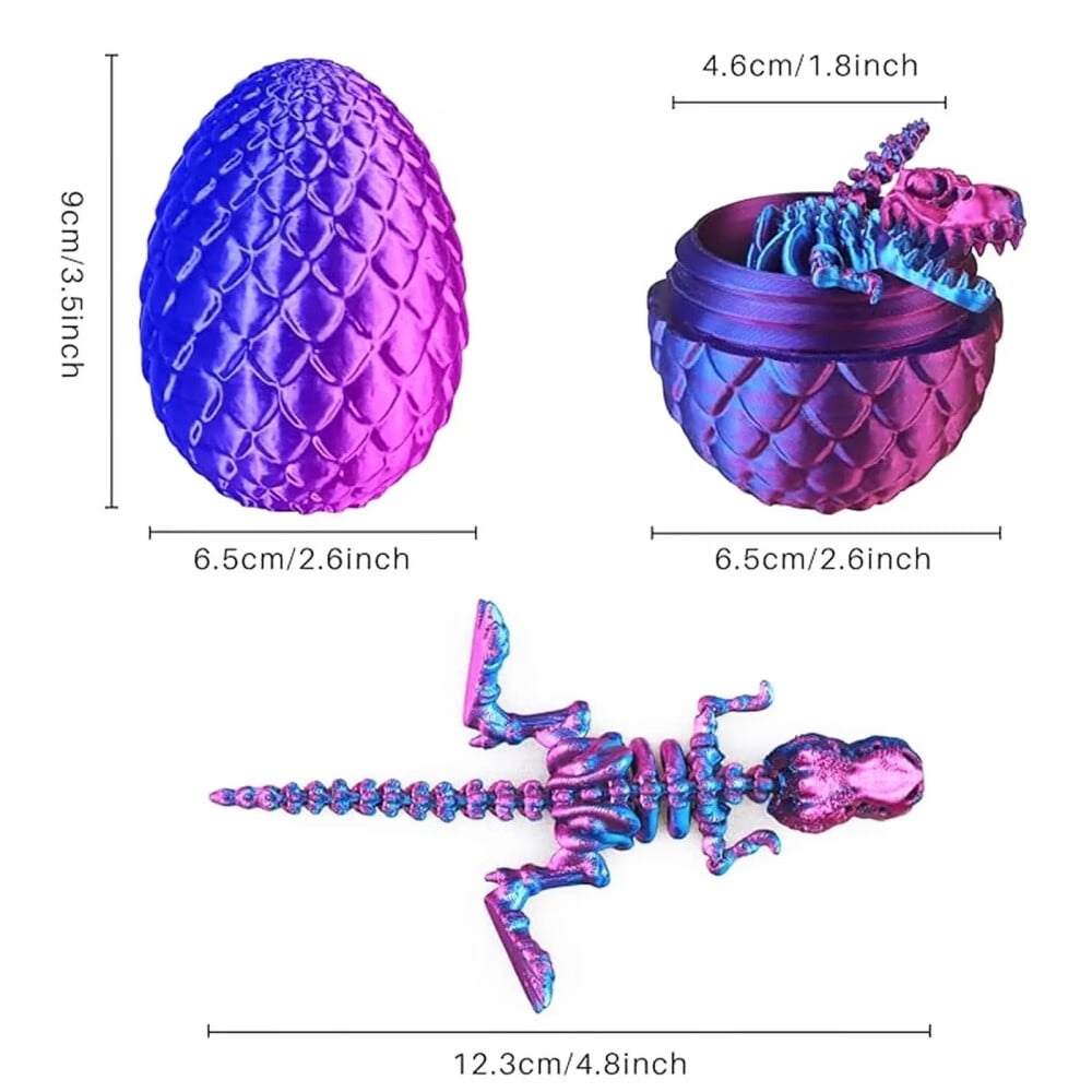 Easter Basket Stuffers - 3D Printed Dinosaur Toy, Mystery Crystal Dinosaur Egg with Articulated Tyrannosaurus Rex, Easter Basket Gifts Flexible Rexy Toys