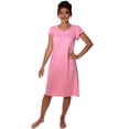 thumbnail image 2 of Women's Polka Dot Cap Sleeves Fancy Embroidery Nightgown Sleepwear, Large Pink, 2 of 5