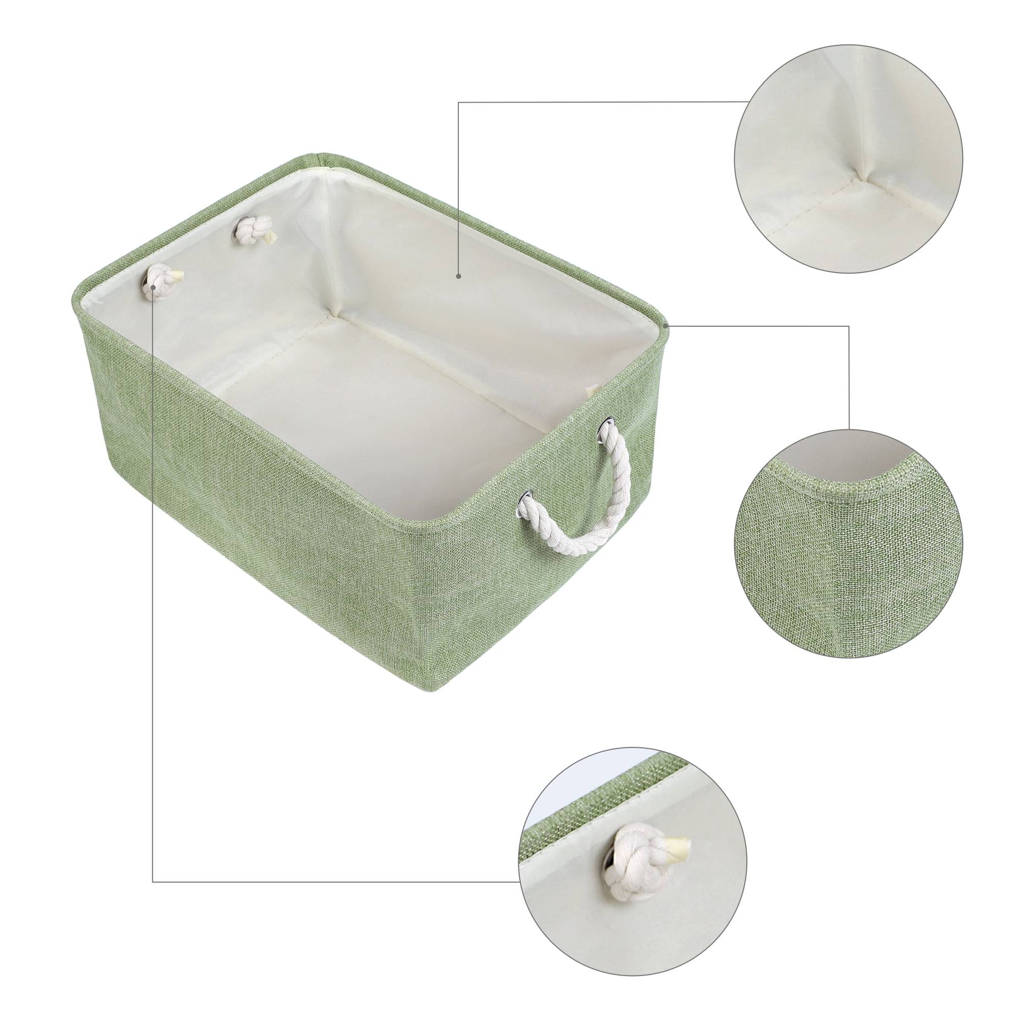 Unique Bargains Storage Bin with Handles for Closet Organizers Green 16.1"x12.2"x7.9"