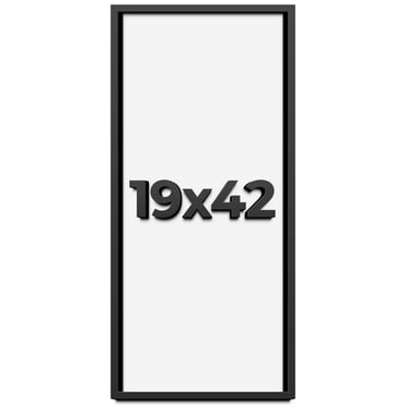 19x42 Shadow Box Frame Black | 1 inches Deep Real Wood Contemporary Shadowbox Display Frame | UV