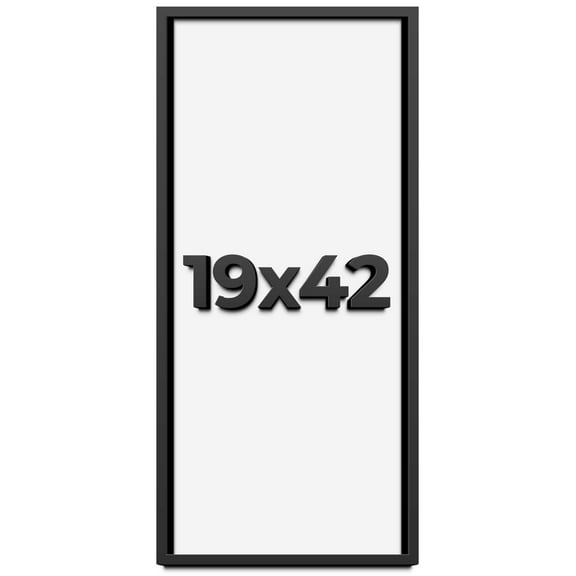 19x42 Shadow Box Frame Black | 1 inches Deep Real Wood Contemporary Shadowbox Display Frame | UV