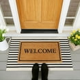 thumbnail image 3 of iOhouze Outdoor Rugs Black and Beige Striped Porch Rug 2.3 x3.6 ft Outdoor Doormats Front Door Rug for Front Door Kitchen Hallway Bedroom Laundry Room, 3 of 8