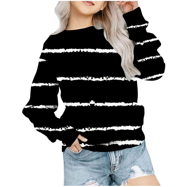 Yuyuzo Chandails en Molleton pour Filles Tout-Petits Col Rond Manches Longues Décontracté Confortable Rayé Pull d'Automne pour Bébé Fille