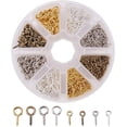 thumbnail image 1 of Juego de 1000 piezas de alfileres de ojo de tornillo de hierro para joyería de arcilla, surtido de 4 colores en una caja, 10 mm/13 mm, 1 of 6