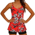 thumbnail image 6 of Xucatan Women's Floral Print One Piece Swimsuit Sheer Mesh Ruched Tummy Control Monokini, V Neck Twist Front Full Coverage Swimwear Long Torso Fit Plus Size Summer Cruise Gift, 6 of 8