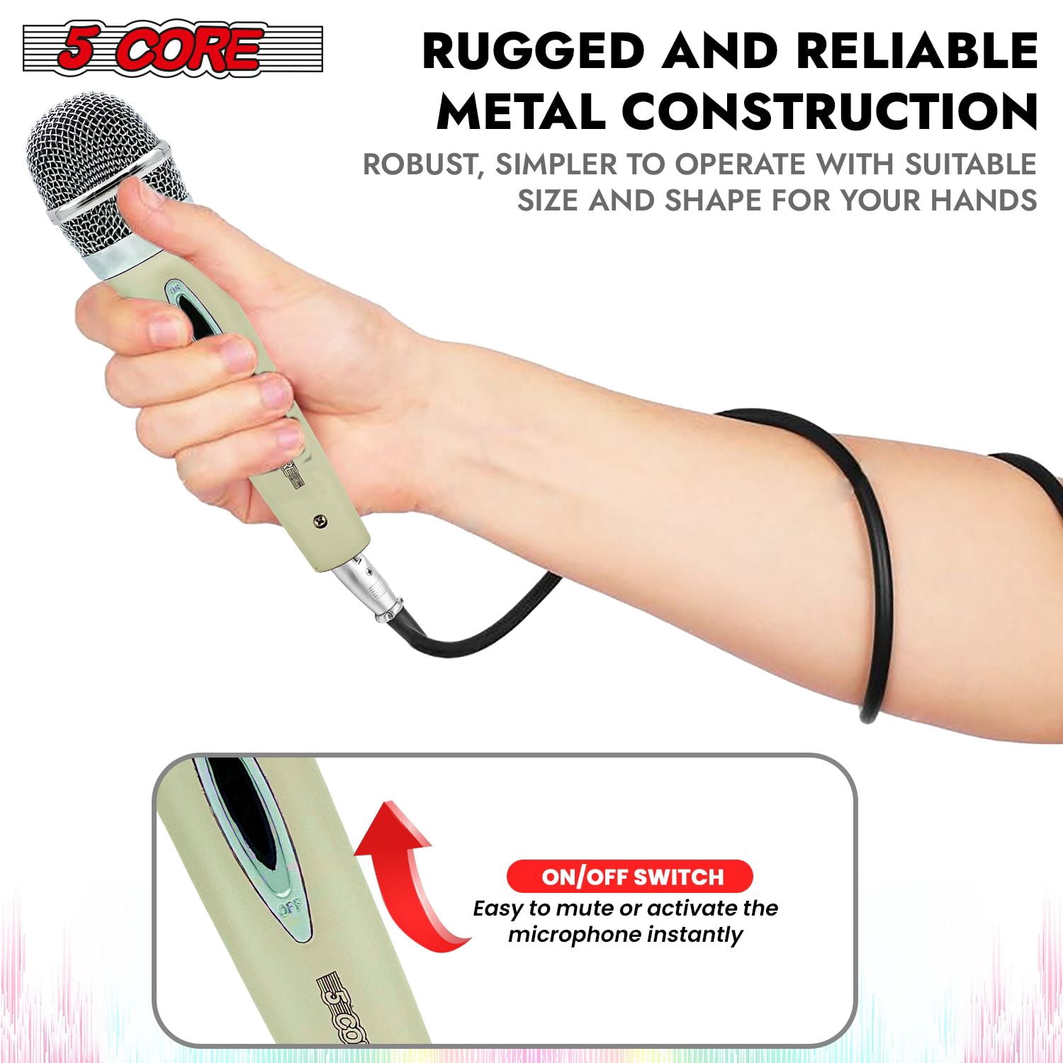 Microphone Dynamic Vocal Handheld Mic Cardioid Unidirectional Microfono w On Off Switch + XLR Audio Cable for Singing Karaoke Public Speaking & Parties - PM 286 WH