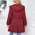 thumbnail image 5 of SWSMCLT Women's Hooded Trench Coat Slim Fit Button Down Rain Jackets Long Coats Waterproof Raincoat Spring Long Sleeve Belted Pockets Burgundy 16, 5 of 5