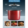thumbnail image 5 of Cook N Home Nonstick Stockpot with Lid 8-Quarts, Professional Cooking Soup Pot, Canning Cookware, Marble Red, 5 of 7