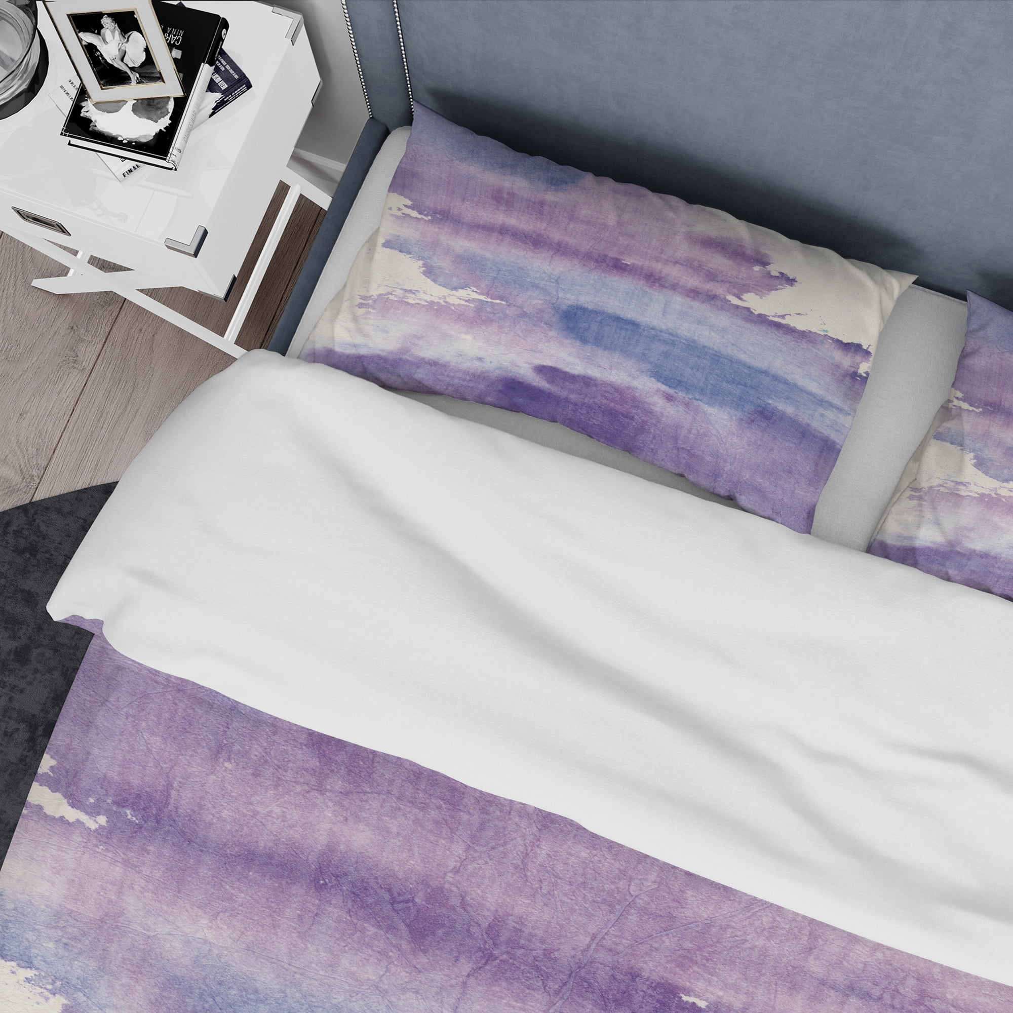Designart 'Watercolor Purple Haze I' Geometric Duvet Cover Set