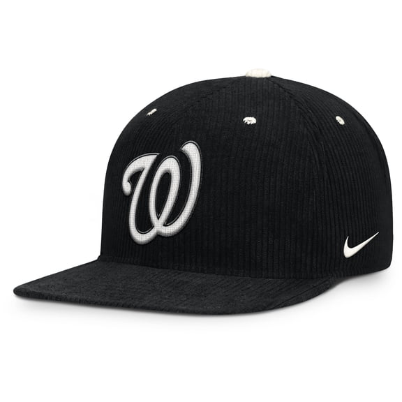 Men's Nike  Black Washington Nationals Pro Corduroy Structured Snapback Hat