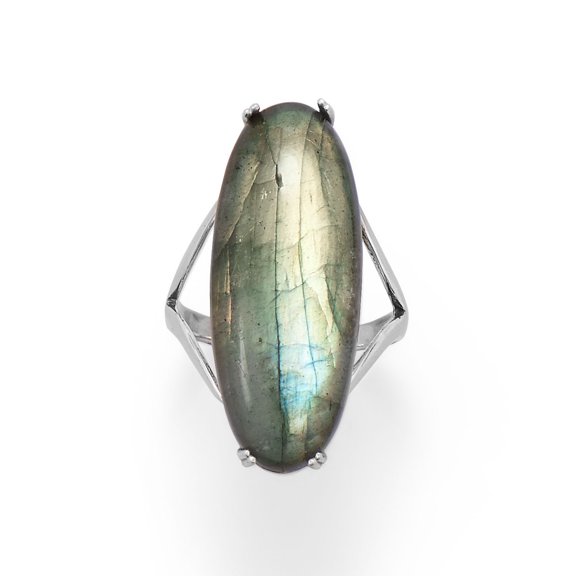 .925 Sterling Silver Large Oval Labradorite Women's Ring