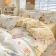 thumbnail image 1 of Lindos juegos de cama con edredón para el hogar, funda nórdica de algodón lavado, juego de sábanas planas, cama tamaño queen, king size para niñas y parejas, 1 of 6