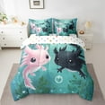 thumbnail image 2 of Pink Black Axolotl Bedding Set,Cartoon Animals Bed In A Bag Cute Salamander Wildlife Twin Comforter Set 7 Piece Ocean Sealife Axolotl Sheet Set With Comforter, 2 of 5