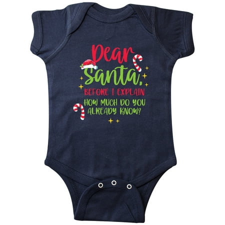 

Inktastic Christmas Dear Santa Before I Explain How Much do you Know Gift Baby Boy or Baby Girl Bodysuit