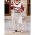 thumbnail image 3 of Christmas Family Pajamas Matching Set, Long Sleeve Letters Print T-shirt with Plaid Pants Sleepwear Loungewear, 3 of 5