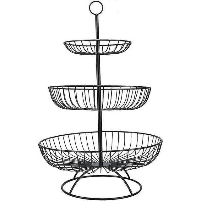 Frutero de 3 niveles, frutero de cocina, soporte para cestas, fruteros metálicos de encimera, soporte para almacenar frutas y verduras