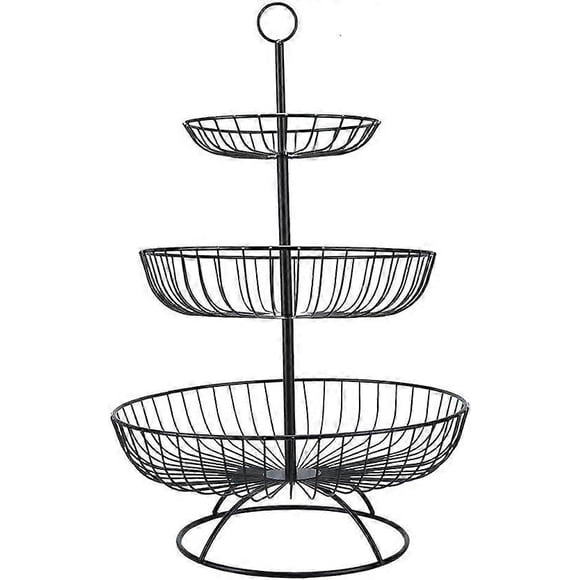 Frutero de 3 niveles, frutero de cocina, soporte para cestas, fruteros metálicos de encimera, soporte para almacenar frutas y verduras