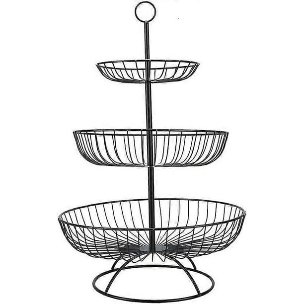 Frutero de 3 niveles, frutero de cocina, soporte para cestas, fruteros metálicos de encimera, soporte para almacenar frutas y verduras