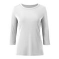 thumbnail image 4 of Shadoumai Women's Slim Fit 3/4 Sleeve Ribbed Knit Crew Neck Basic Tee Soft Comfortable Everyday Casual Top Blouse Shirt, 4 of 6