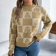 thumbnail image 7 of UngA Halloween Sweatshirt Sweaters for Women Casual Crewneck Long Sleeve Floral Print Cable Knit Pullover Sweater Tops Khaki,S, 7 of 7