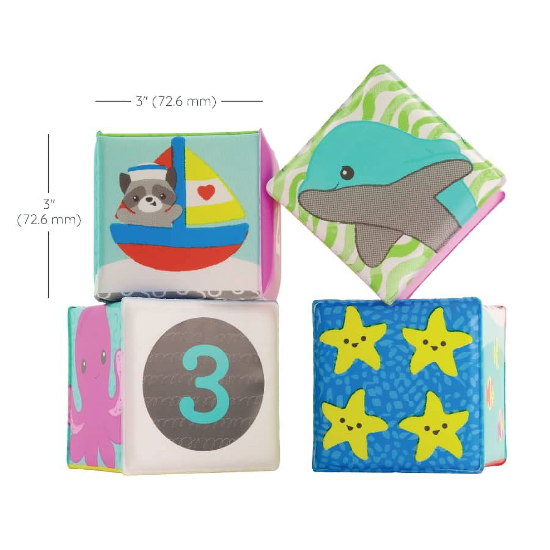 Infantino Colors and Numbers Sea Animals Bath Blocks, 0-12 Months, Multicolor