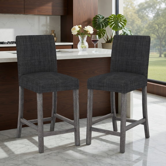 Topcobe Counter Height Bar Stools Set of 2 with Back and Footrest, Modern Furniture for Indoor-Gray