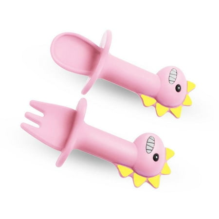 

Bellaven Silicone Baby Fork Baby Learning Spoon Ergonomic Learning Cutlery Facilitates Self-Feeding BPA Free for Baby 0~2nd Age