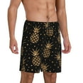 thumbnail image 2 of Naloa Gold Glitter Pineapples Men's Short Pajama Pants, Lounge Comfort Shorts with Elasticized Waistband and Side Pockets - Small, 2 of 9