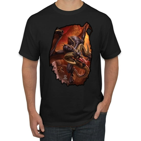 Wild Bobby, Enraged Angry Flying Dragon, Pop Culture, Men Graphic Tees, Black, Small