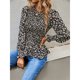 thumbnail image 4 of Blusa plisada con mangas largas abullonadas y puños fruncidos, talla L, túnica negra coqueta, 4 of 7