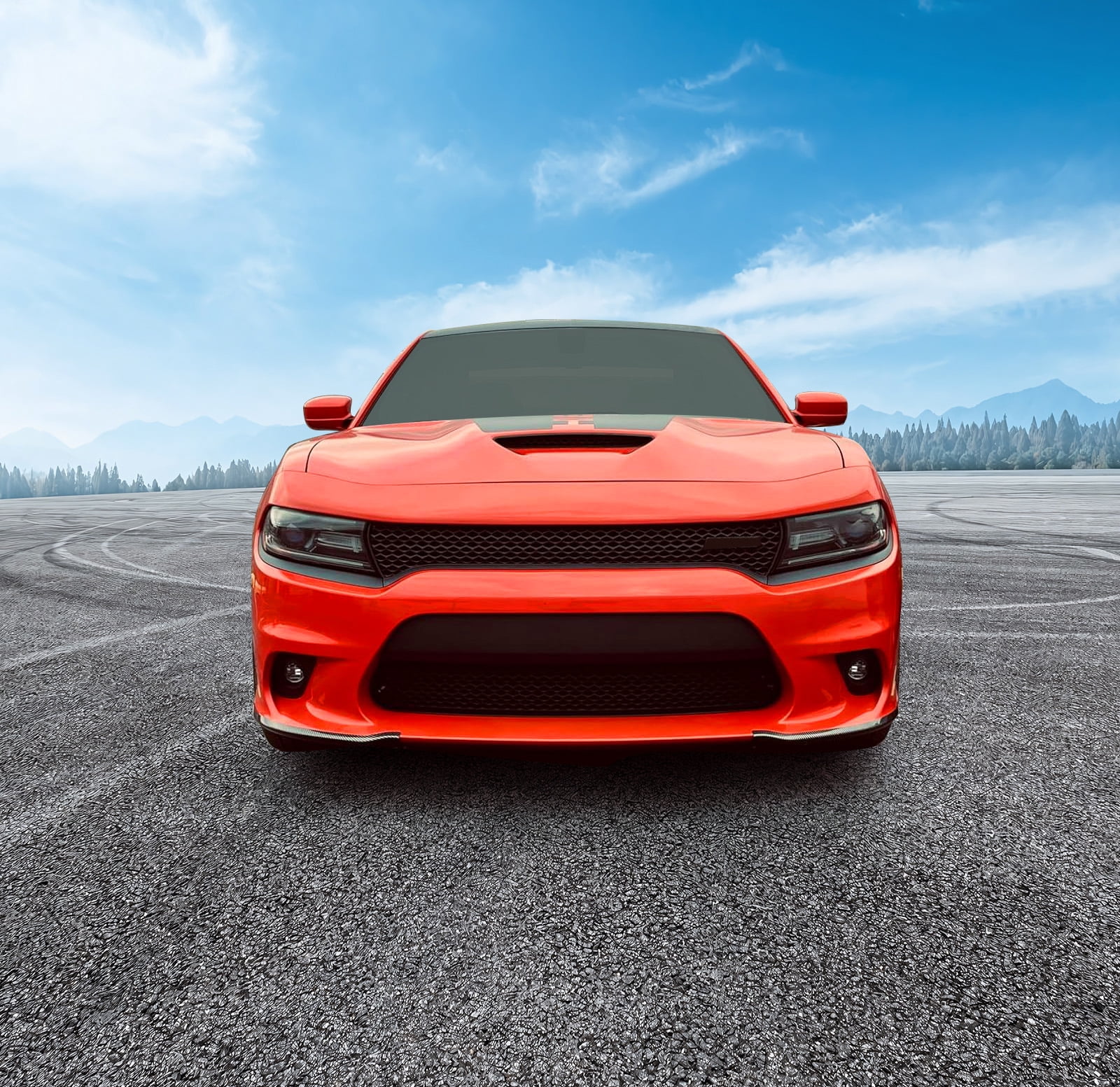 Ikon Motorsports Compatible with 15-23 Dodge Charger SRT Scat Pack CFL Front Lip Splitter Protectors Pair