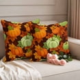thumbnail image 2 of Sage Green Pumpkin Fall Outdoor Waterproof Pillow Covers, Thanksgiving Maple Leaves Farmhouse Decorative Square Throw Pillowcase Sofa Cushion Sham for Patio/Couch/Chair, 20"x20" 2 Pack, 2 of 8