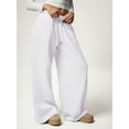 thumbnail image 4 of Women'S Wide Leg Sweatpants Baggy Drawstring High Waisted Joggers Lounge Sweat Pants with Pockets White M, 4 of 8