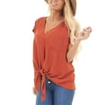 thumbnail image 6 of Mittory Womens Tie Front Chiffon Blouses V Neck Batwing Short Sleeve Summer Tops Shirts, 6 of 8