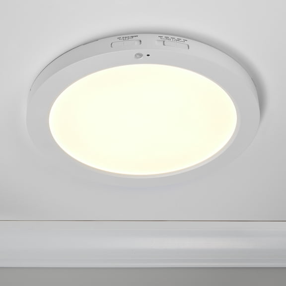 Maxxima 12 in. Round PIR Motion Sensor LED Ceiling Light Fixture, Flush Mount, 5 CCT 2700-5000K, 2000 Lumens